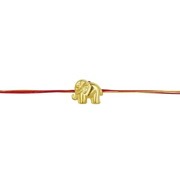 ACCESSHER Traditional Gold Plated Elegant and Stylish Elephant Rakhi for Beloved Brother Pack of 6 with Roli Kumkum Packets and Happy Rakshabandhan Card - Image 7