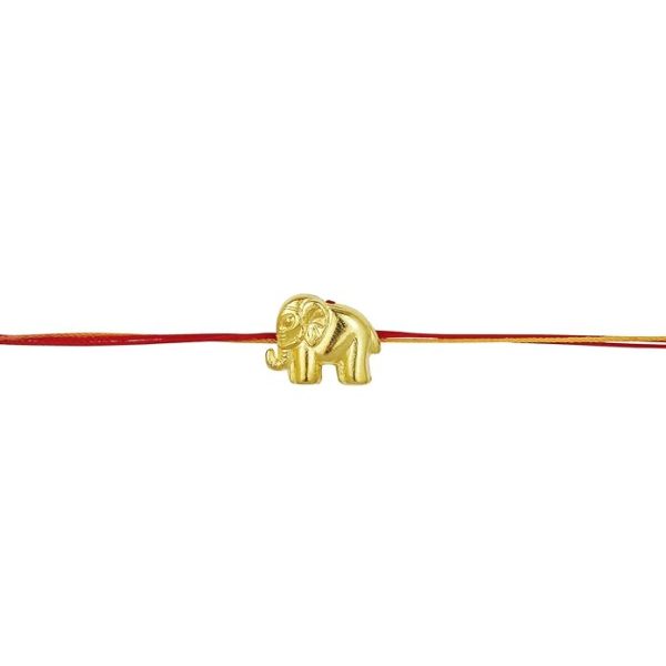 ACCESSHER Traditional Gold Plated Elegant and Stylish Elephant Rakhi for Beloved Brother Pack of 6 with Roli Kumkum Packets and Happy Rakshabandhan Card - Image 4