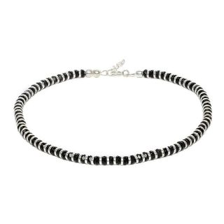 ACCESSHER Womens 92.5 Sterling Silver & Black Beaded Handcrafted 1 Piece Anklet