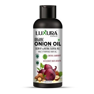 Luxura Sciences Onion Hair Oil 100ML with 14 Essential Oils | Argan, Bhringraj, Hibiscus, Amla, Sesame & More | Nourishes, Strengthens & Enhances Hair Health & Shine