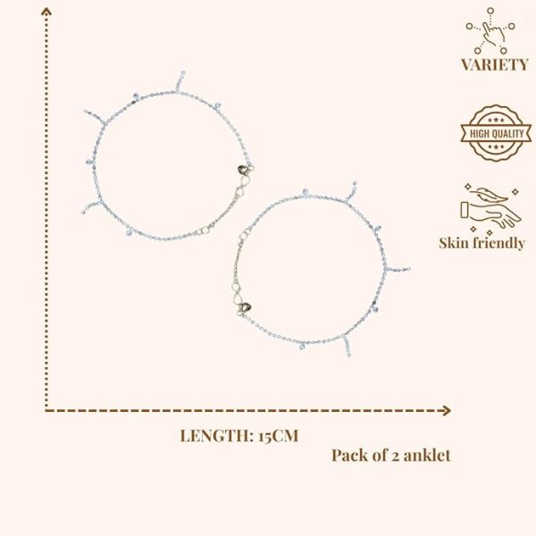 ACCESSHER Silver Plated Anklet Set with Ghungroos | Oxidised Leaf- Design Payal/Legchain/Foot Jewellery | Modern & Traditional Accessories Gift for Women & Girls (Design 7) - Image 5
