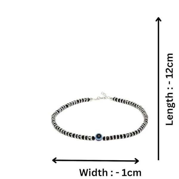 ACCESSHER Stylish 92.5 Sterling Silver & Black Beaded Handcrafted 1 Piece Anklet for women and girls - Image 4