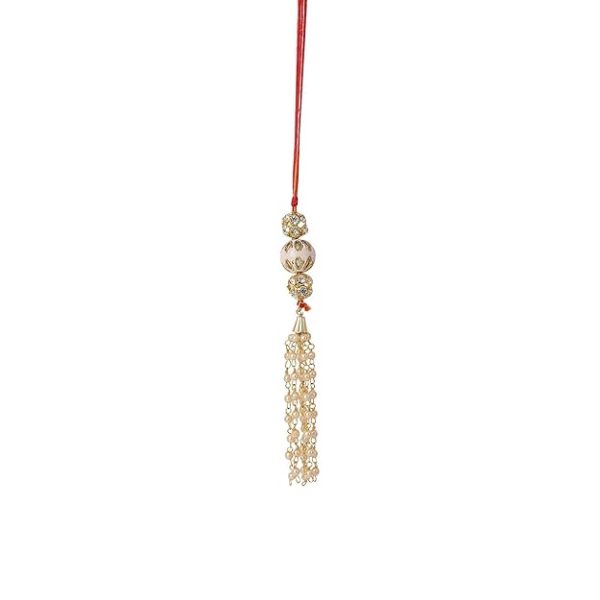 ACCESSHER Unisex Enamel/Meenakari with Ivory Pearl Rakhi for Beloved Brother with Acrylic Peacock Pooja Thali, Roli Kumkum Packets and Happy Rakshabandhan Card - Image 7
