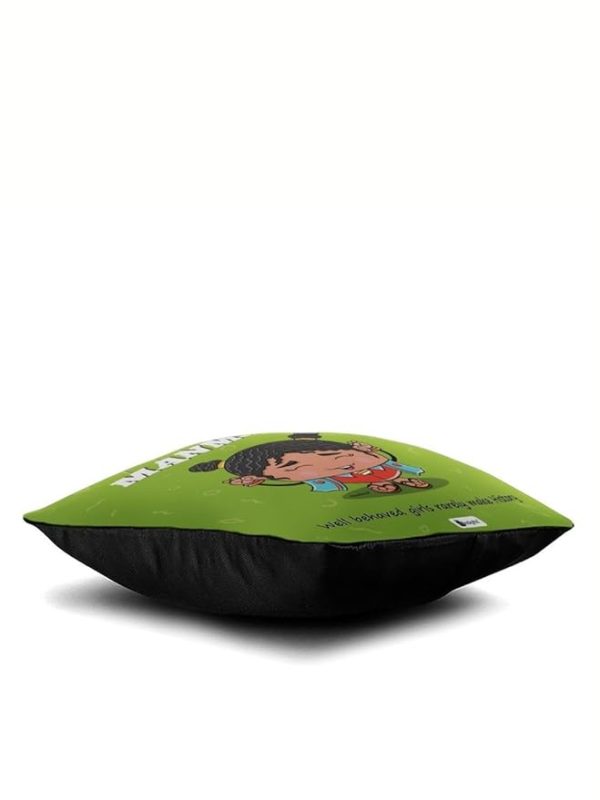 Indigifts Satin Manmauji Printed Cushion Cover 12x12 Inch with Filler (Green) - Image 2