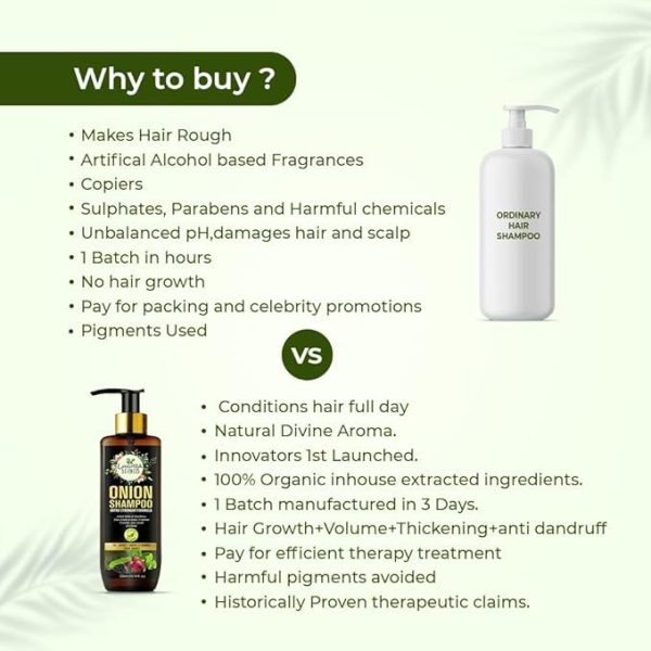 Luxura Sciences Onion Oil Shampoo For Hair 300ML Sulphate Free Gentle Cleansing No Parabens No Silicones No Colorants Nourishing Formula Reduces Hair Fall - Image 2
