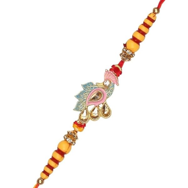 ACCESSHER Mens Delicate Multicolour Peacock Design Enamel Rakhi for Brother & Gifting - Image 3