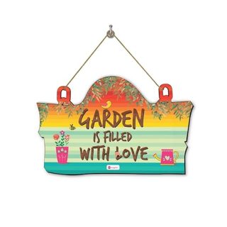Indigifts Design Wooden Door Wall Hanging Family Funny Quirky Quote (Garden Hanging) Garden Wall Hanging