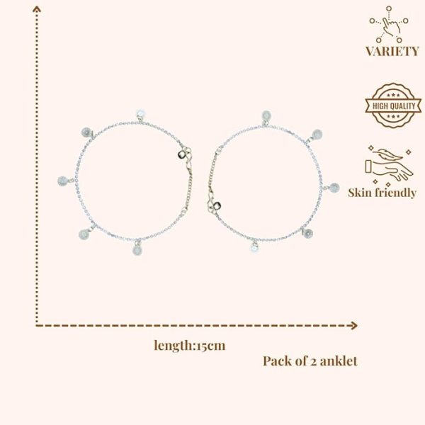 ACCESSHER Silver Plated Anklet Set with Ghungroos | Oxidised Leaf- Design Payal/Legchain/Foot Jewellery | Modern & Traditional Accessories Gift for Women & Girls (Design 4) - Image 6