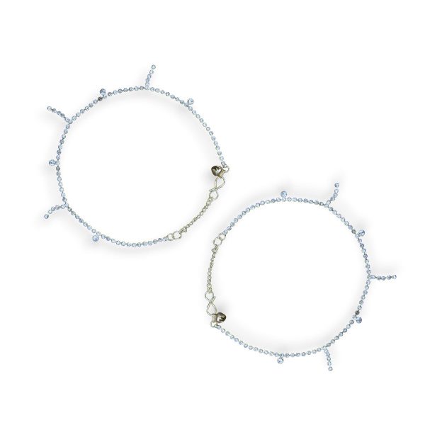 ACCESSHER Silver Plated Anklet Set with Ghungroos | Oxidised Leaf- Design Payal/Legchain/Foot Jewellery | Modern & Traditional Accessories Gift for Women & Girls (Design 7)