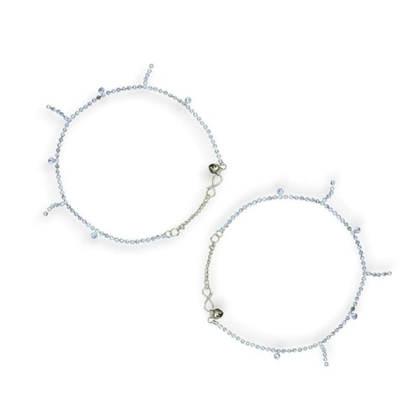 ACCESSHER Silver Plated Anklet Set with Ghungroos | Oxidised Leaf- Design Payal/Legchain/Foot Jewellery | Modern & Traditional Accessories Gift for Women & Girls (Design 7)