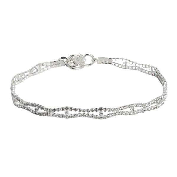 ACCESSHER Womens Set Of 2 Silver Plated Anklet Embellished With Rhinestone And Ghungroo With S Hook - Image 2