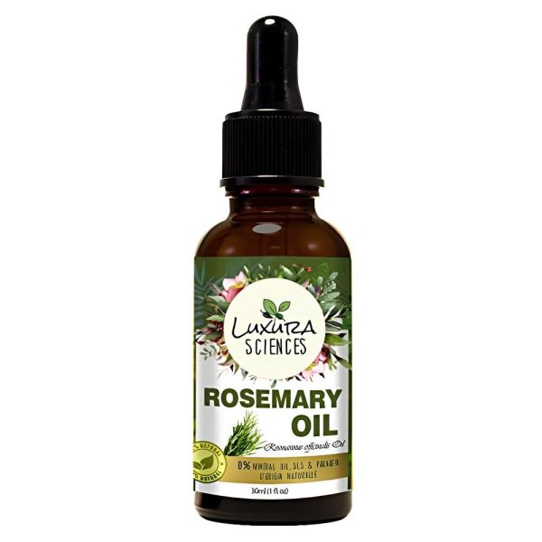 Luxura Sciences rosemary essential oil for hair growth skin care nail strengthening aromatherapy soothing scalp massage pure and natural therapeutic grade oil for relaxation wellness 15ml