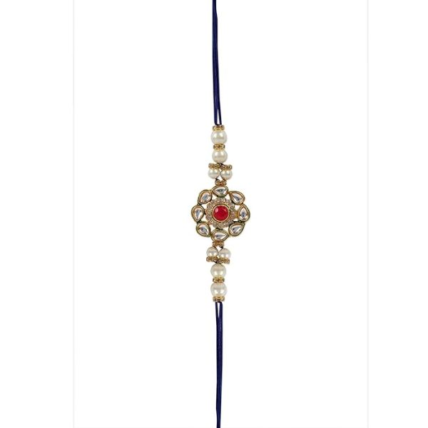 ACCESSHER Mens Gold Plated Bhaiyya Bhabhi Pink Enamel Kundan Lumba Rakhi for Beloved Brother Set of 2 with Roli/Kumkum Packets, Rice and Happy Raksha Bandhan Card - Image 3