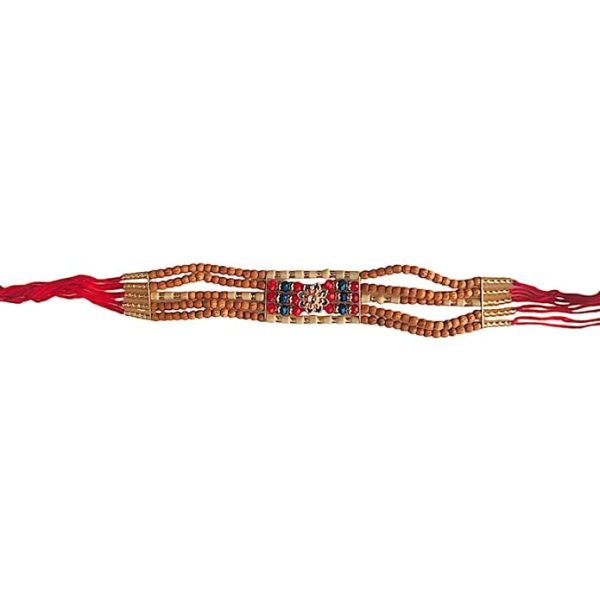 ACCESSHER Traditional Statement Meenakari Floral Beads Rakhi for Beloved Brother & Gifting with Roli Kumkum Packets & Happy Rakshabandhan Card