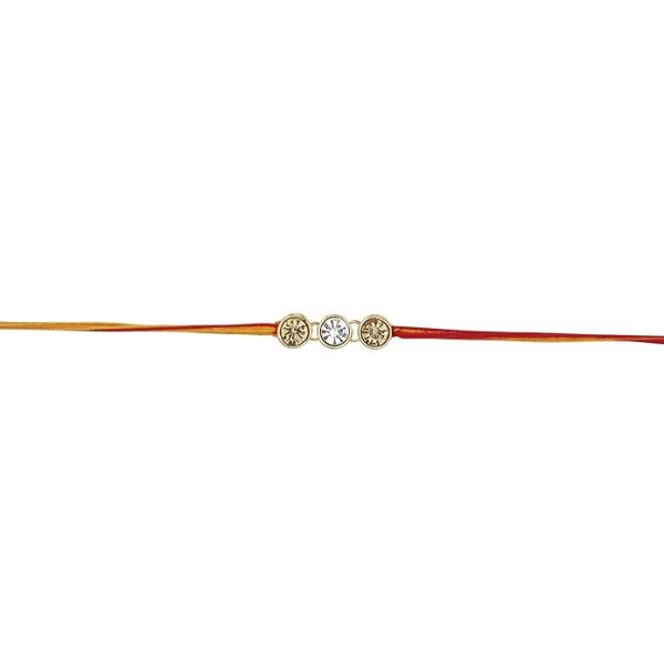 ACCESSHER Mens Traditional Gold Plated Elegant and Stylish Rhinestones Rakhi for Beloved Brother Pack of 10 with Roli Kumkum Packets and Happy Rakshabandhan Card - Image 2
