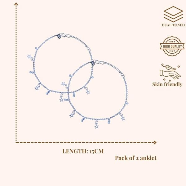 ACCESSHER Silver Plated Anklet Set with Ghungroos | Oxidised Leaf- Design Payal/Legchain/Foot Jewellery | Modern & Traditional Accessories Gift for Women & Girls (Design 13) - Image 6