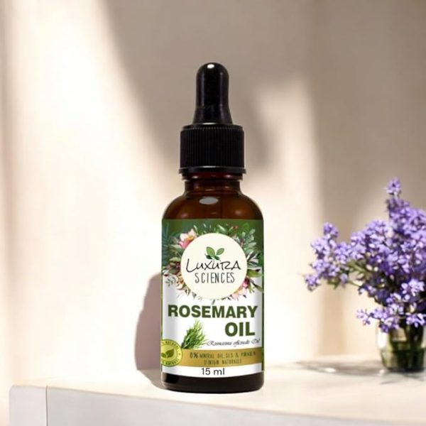 Luxura Sciences rosemary essential oil for hair growth skin care nail strengthening aromatherapy soothing scalp massage pure and natural therapeutic grade oil for relaxation wellness 15ml - Image 2
