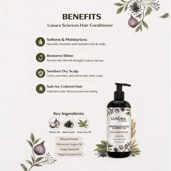 6.benifitsamz Luxura Sciences Sulfate-Free Onion Conditioner for Nourished, Smooth & Strong Hair (250 ML)