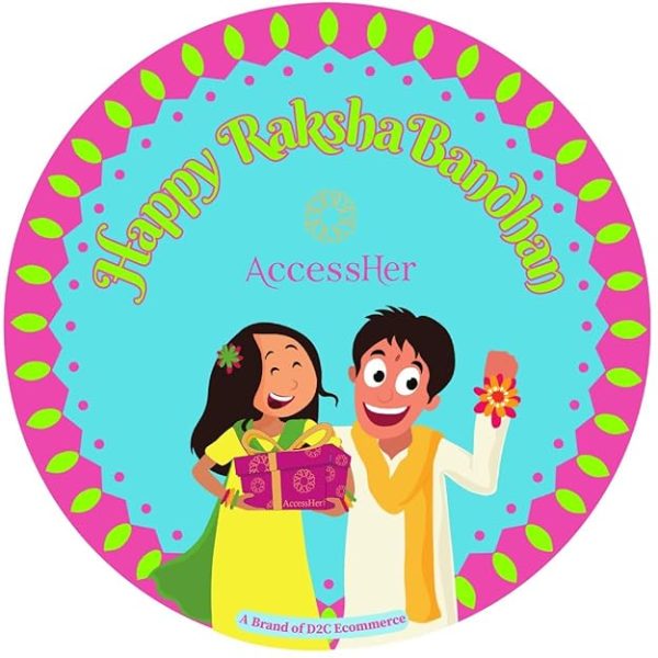 ACCESSHER Mens Traditional Gold Plated Semi Precious Stones Meenakari Rakhi for Beloved Brother Pack of 1 with Roli Kumkum Packets and Happy Rakshabandhan Card - Image 2