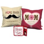 You are Best Printed Cushions with Filler with Greeting Card, 12x12 inches, Multicolour, Set of 2, Polycotton|Home Decor| Mom Dad Gift | Gift for Parents
