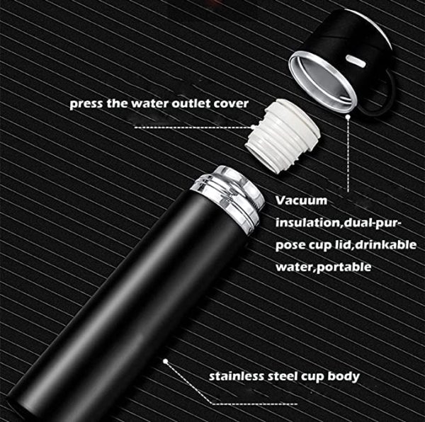 Stainless Steel Vacuum Flask Set with 3 Steel Cups Combo for Coffee Hot Drink and Cold | Water Flask Bottle | Travel Friendly | Latest Ideal Gift for Festive Season, Family Gifting Black in Colour) - Image 6