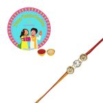 ACCESSHER Gold Plated Brass Statement Rhinestone Rakhi for Brother Pack of 1 with Roli/Kumkum Packets, Rice and Happy Rakshabandhan Card || Latest Rakhi for Brother