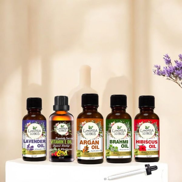 Luxura Sciences Daily Scalp Health Essential Oil Kit | 5 Nourishing Oils for Hair & Scalp Care (Hibiscus, Brahmi, Argan, Lavender & Vitamin E) – 15ml Each - Image 7