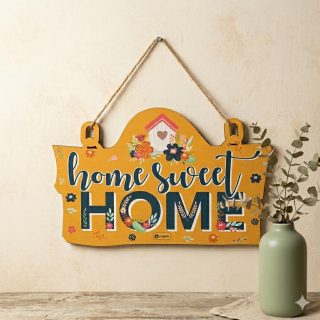 Indigifts “Home Sweet Home” Printed Wooden Wall Hanging for Home Entrance Décor (11.05×7 Inch)