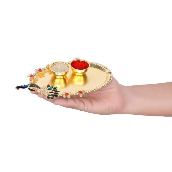 ACCESSHER Elegant Wooden Meri Pyari Bhabhi Rakhi for Beloved Bhabhi with Acrylic Peacock Pooja Thali, Roli Kumkum Packets and Happy Rakshabandhan Card - Image 3