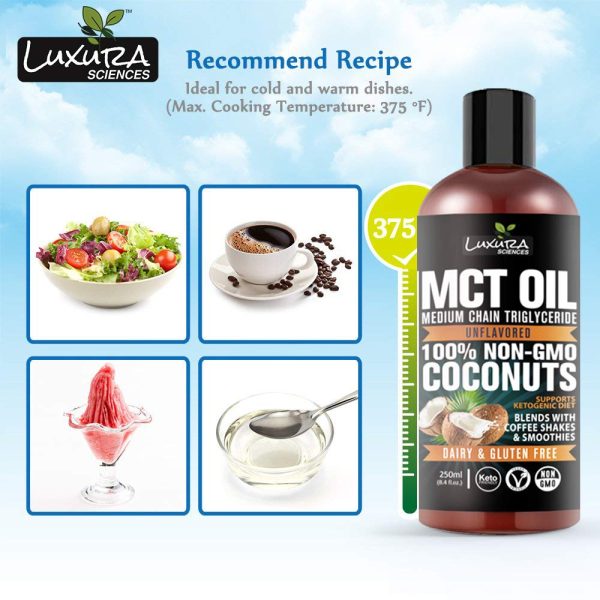 Luxura Sciences Organic MCT OIL 250 ML | Supports Ketogenic Diet |Dairy & Gluten Free | For Weight & Energy Management| Non-GMO - Image 6