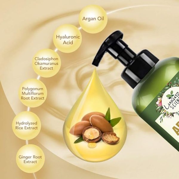 Luxura Sciences Argan Shampoo nourishing formula infused with argan oil sulfate free paraben free shampoo for dry damaged frizzy hair suitable for all hair types 300ml - Image 2