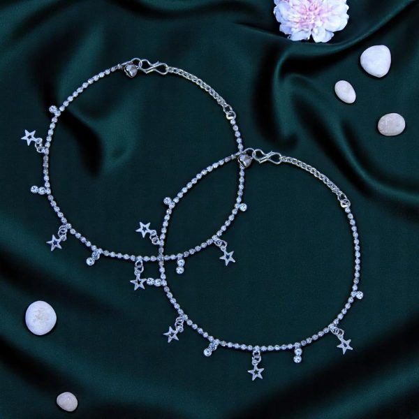 ACCESSHER Silver Plated Anklet Set with Ghungroos | Oxidised Leaf- Design Payal/Legchain/Foot Jewellery | Modern & Traditional Accessories Gift for Women & Girls (Design 13) - Image 2
