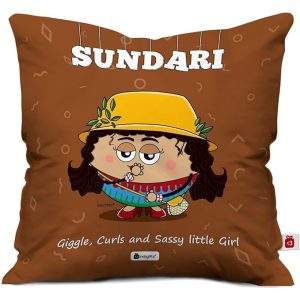 61EgWurrkZL._SX679_ Indigifts Brown “Sundari” Printed Cushion Cover with Filler - Polysatin Decorative Cushion (12×12 Inch)