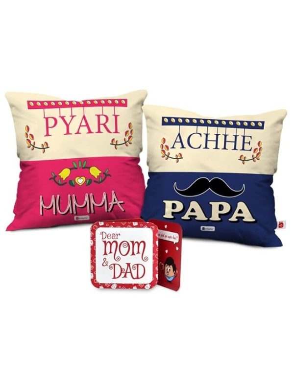 Pyari Mumma and Achhe Papa Set of 2 Cushion Gift for Parents