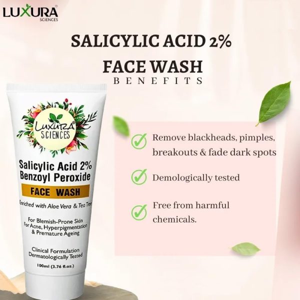 Luxura Sciences Salicylic Acid 2% Face Wash with Niacinamide, Aloe Vera & Tea Tree: 100ml - Image 5