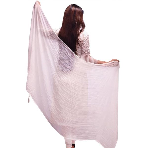 Drape N Don Ethnic ENDLESSTRENDZ Plain Chiffon Fancy Dupatta/Chunni for Women (White) - Image 3