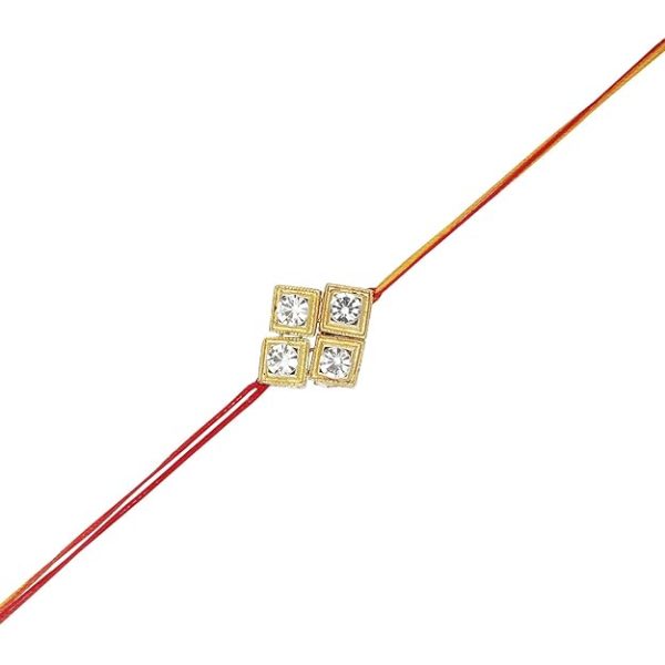 ACCESSHER Mens Traditional Gold Plated Elegant and Stylish Rhinestones Rakhi for Beloved Brother Pack of 5 with Roli Kumkum Packets and Happy Rakshabandhan Card - Image 4
