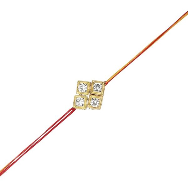 ACCESSHER Mens Traditional Gold Plated Elegant and Stylish Rhinestones Rakhi for Beloved Brother Pack of 5 with Roli Kumkum Packets and Happy Rakshabandhan Card - Image 2