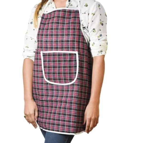 SWARG KITCHEN Unisex Waterproof Kitchen Apron For Men & Women - Stylish Check Design with Front Centre Pocket - Pack of 1 Apron - Enhanced Kitchen Protection - Image 3