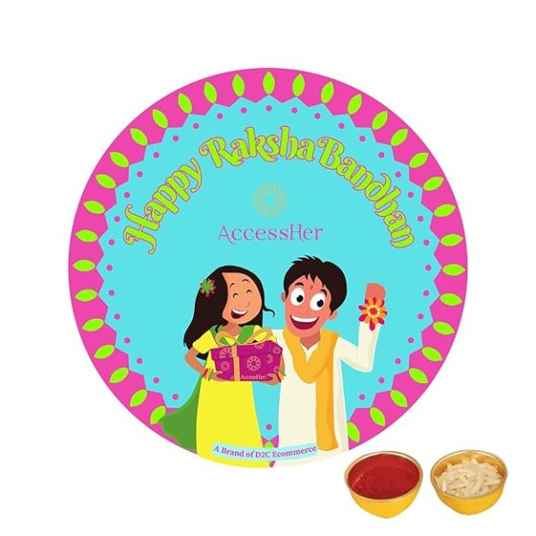 ACCESSHER Mens Traditional Design Deity Inspired Swastik Meenakari Rakhi for Beloved Brother Pack of 1 with Roli Kumkum Packets and Happy Rakshabandhan Card - Image 6