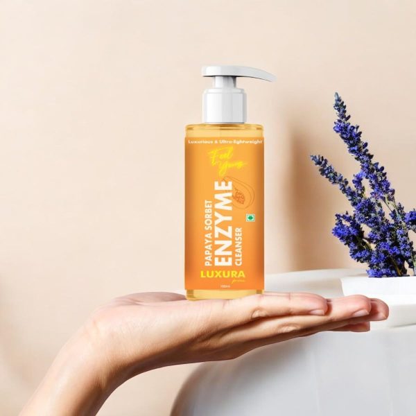Luxura Prima Papaya Sorbet ENZYME Cleanser/Face Wash 100ml For Luxurious Skin,Ultra Light and Refreshing - Image 2