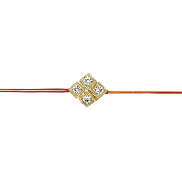 ACCESSHER Mens Traditional Gold Plated Elegant and Stylish Rhinestones Rakhi for Beloved Brother Pack of 5 with Roli Kumkum Packets and Happy Rakshabandhan Card - Image 3
