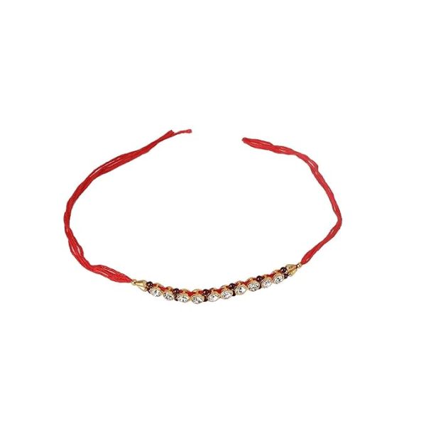 ACCESSHER Traditional Rakhi Set with Acrylic Pooja Thali, Roli Kumkum, and Happy Rakshabandhan Card | Ethnic Rakhi Combo with Decorative Thali for Auspicious Celebrations - Image 4