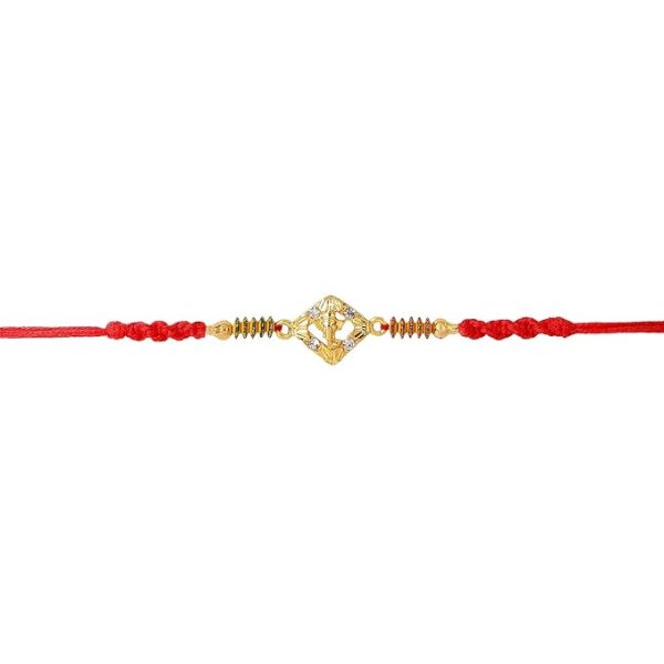 Accessher Traditional Gold Plated Ganesha Rakhi for Beloved Brother with Acrylic Peacock Pooja Thali, Roli Kumkum Packets and Happy Rakshabandhan Card - Image 3