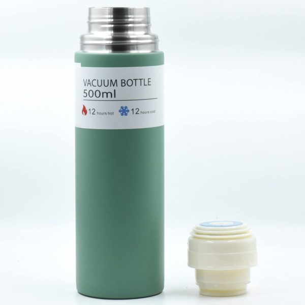 Stainless Steel Vacuum Flask Set with 3 Steel Cups Combo for Coffee Hot Drink and Cold | Water Flask Bottle | Travel Friendly | Latest Ideal Gift for Festive Season, Family Gifting Green in Colour - Image 2