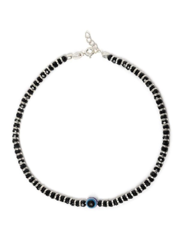 ACCESSHER Stylish 92.5 Sterling Silver & Black Beaded Handcrafted 1 Piece Anklet for women and girls - Image 2