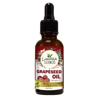 Luxura Sciences organic grape seed oil natural cold pressed rich in vitamin A E K lightweight non greasy moisturizer for skin hair body nourishing massage oil promotes healthy scalp youthful glow
