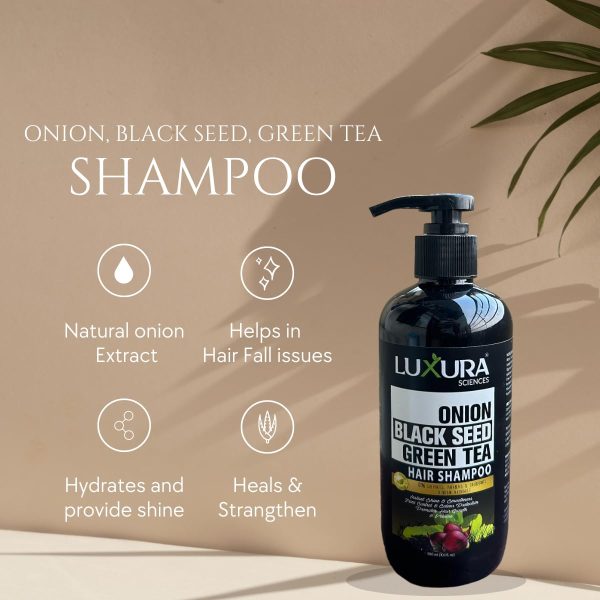 Luxura Onion Black Seed Green Tea Hair Shampoo 300 ml - Image 4