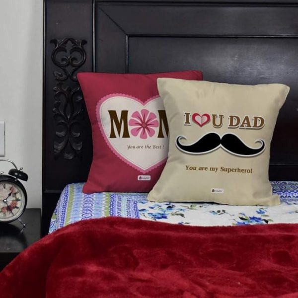 You are Best Printed Cushions with Filler with Greeting Card, 12x12 inches, Multicolour, Set of 2, Polycotton|Home Decor| Mom Dad Gift | Gift for Parents - Image 3