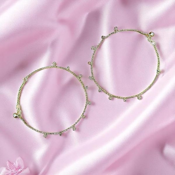 ACCESSHER Silver Plated Anklet Set with Ghungroos | Oxidised Leaf- Design Payal/Legchain/Foot Jewellery | Modern & Traditional Accessories Gift for Women & Girls (Design 11) - Image 3